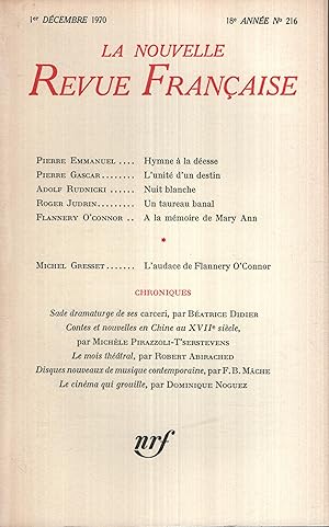 Seller image for La Nouvelle Revue Franaise Dcembre 1970 N 216 for sale by Librairie Lalibela