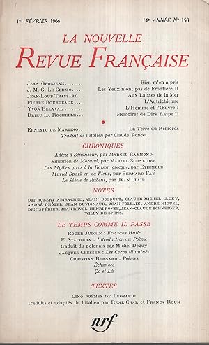 Seller image for La Nouvelle Revue Franaise Fvrier 1966 N 158 for sale by Librairie Lalibela