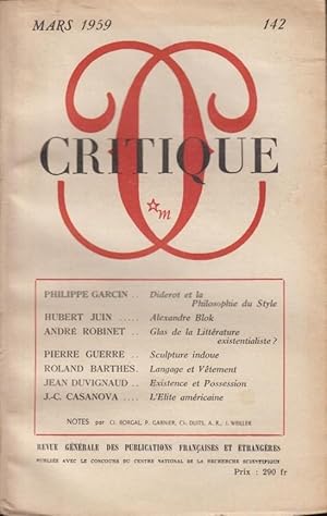 Imagen del vendedor de Critique n 142 mars 1959 a la venta por Librairie Lalibela