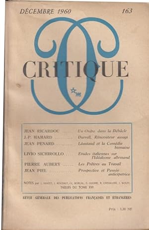 Seller image for Critique n 163 dcembre 1960 for sale by Librairie Lalibela