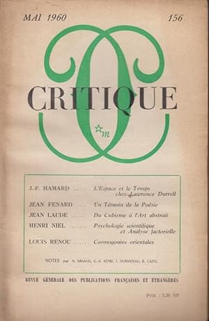 Image du vendeur pour Critique n 156 mai 1960 mis en vente par Librairie Lalibela