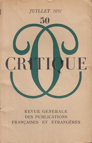 Image du vendeur pour Critique n 50 juillet 1951 mis en vente par Librairie Lalibela