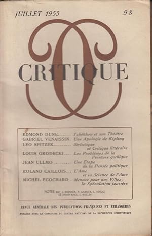 Seller image for Critique n 98 juillet 1955 for sale by Librairie Lalibela