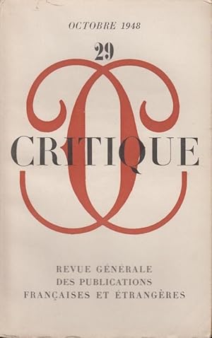 Seller image for Critique n 29 octobre 1948 for sale by Librairie Lalibela