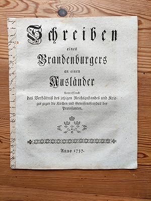 Bild des Verkufers fr Schreiben eines Brandenburgers an einen Auslnder, zum Verkauf von Antiquariat H. Carlsen