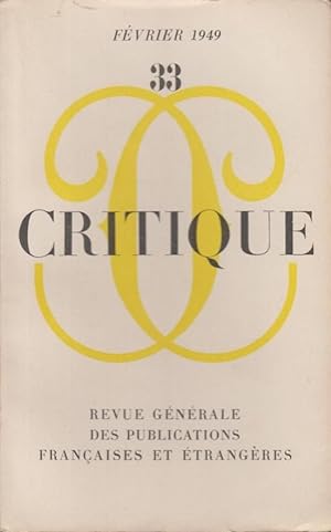 Seller image for Critique n 33 fvrier 1949 for sale by Librairie Lalibela