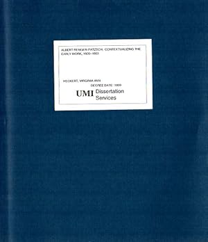 Bild des Verkufers fr Albert Renger-Patzsch: Contextualizing the Early Work, 1920 - 1933. Submitted in partial fulfillment of the requirements for the degree of Doctor of Philosophy in the Graduate School of Arts and Sciences. Columbia University 1999. zum Verkauf von Antiquariat Querido - Frank Hermann