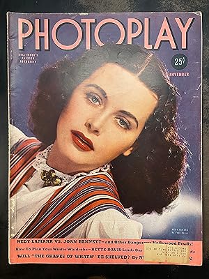 Photoplay Magazine: November 1939, Hedy Lamarr (Vol. LIII., No. 11)
