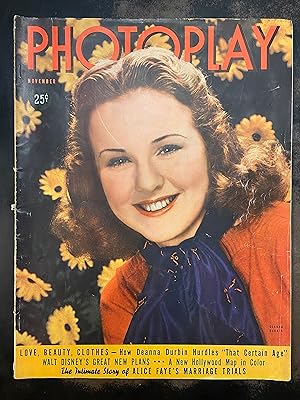 Photoplay Magazine: November 1938, Deanna Durbin (Vol. LII., No. 11)