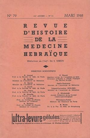 Image du vendeur pour Revue d histoire de la mdecine hbraque n 79 mis en vente par LIBRAIRIE PIMLICO