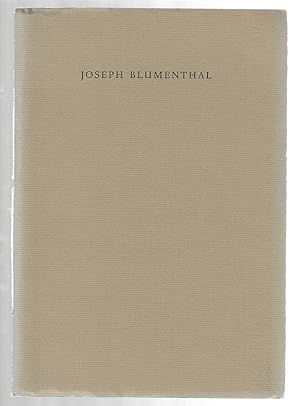 Imagen del vendedor de Joseph Blumenthal 1897-1990 ***LTD EDITION*** a la venta por Shade of the Cottonwood