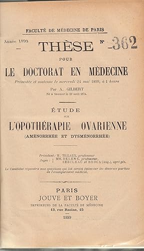 Bild des Verkufers fr Recueil de thses et mmoires de gyncologie et d'obsttrique zum Verkauf von LIBRAIRIE PIMLICO