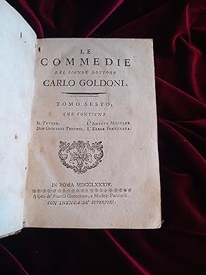 Immagine del venditore per LE COMMEDIE DEL SIGNOR DOTTORE CARLO GOLDONI. TOMO SESTO CHE CONTIENE IL TUTORE, L AMANTE MILITARE, DON GIOVANNI TENORIO, L EREDE FORTUNATA venduto da Llibreria Fnix