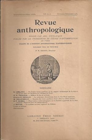 Seller image for Revue anthropologique n10-12 octobre-dcembre 1939 for sale by PRISCA