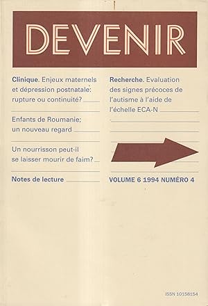 Seller image for Devenir. - Volume 6 - N 4 for sale by LIBRAIRIE PIMLICO