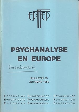 Seller image for Psychanalyse en Europe. - Bulletin 33 - Automne 1989 for sale by PRISCA