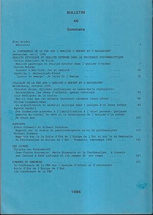 Immagine del venditore per Psychanalyse en Europe. - Bulletin 46 - Printemps 1996 venduto da PRISCA