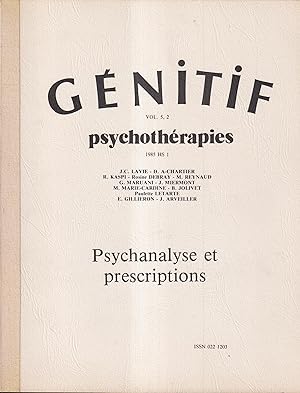 Image du vendeur pour Gnitif. - Volume 5 - N 2 - Psychothrapies. - Psychanalyse et prescriptions. mis en vente par LIBRAIRIE PIMLICO