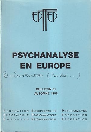 Seller image for Psychanalyse en Europe. - Bulletin 31 - Automne 1988 for sale by PRISCA