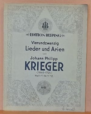 Bild des Verkufers fr Vierundzwanzig Lieder und Arien Heft 1 / Nr. 1-12 (Ausgewhlt und mit Generalba-Aussetzung versehen von Hans Joachim Moser) zum Verkauf von ANTIQUARIAT H. EPPLER