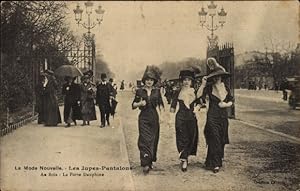 Ansichtskarte / Postkarte Paris XVI, Neue Mode, Hosenröcke, Porte Dauphine