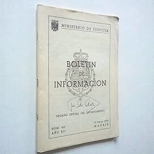 Imagen del vendedor de Boletn de informacin. Nm. 410. Ao XII. Mayo 1958 a la venta por MAUTALOS LIBRERA