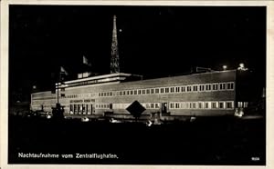 Ansichtskarte / Postkarte Berlin Tempelhof, Zentralflughafen, Nachtbeleuchtung - Verlag: Klinke 9104