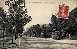 Ansichtskarte / Postkarte Vincennes Val de Marne, La Rue de Paris, Tramways
