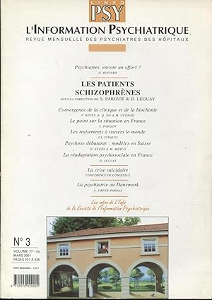 Seller image for L'Information Psychiatrique. - Revue mensuelle des Psychiatres des Hpitaux. - N 3 - Volume 77 - Les patients schizophrnes. for sale by PRISCA