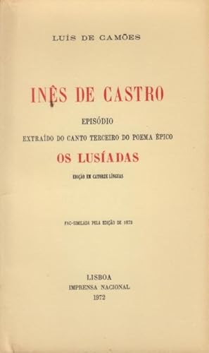 Image du vendeur pour Ins de Castro : episdio extraddo do canto terceiro do poema pico Os lusadas mis en vente par PRISCA