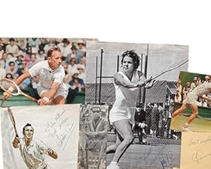 Bild des Verkufers fr Autograph collection of famous tennis players from the 1960s and 1970s. zum Verkauf von Wittenborn Art Books