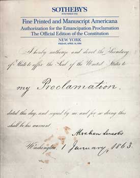 Fine Printed And Manuscript Americana: Authorization For The Emancipation Proclamation: The Offic...