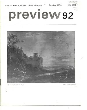 Seller image for PREVIEW. City of York Art Gallery Quarterly . October 1970 Vol XXIII for sale by Literary Cat Books
