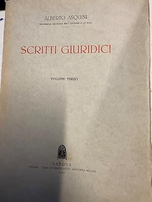 Immagine del venditore per SCRITTI GIURIDICI. VOLUME TERZO. venduto da Libros Ambig�