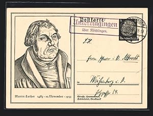 Ansichtskarte Porträt Martin Luther, Landpoststempel
