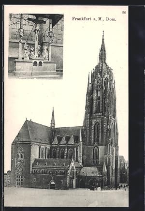 Ansichtskarte Alt-Frankfurt, Der Dom, Darstellung Jesu und der zwei Verbrecher am Kreuz