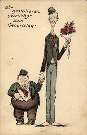 Ansichtskarte / Postkarte Glückwunsch Geburtstag, Dick und Doof, Schauspieler Laurel und Hardy