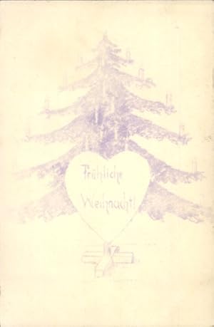 Handgemalt Ansichtskarte / Postkarte Frohe Weihnachten, Tannenbaum