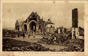 Ansichtskarte / Postkarte Rozan Ostpreußen, An der von den Russen verbrannten Stadt und Festung, ...