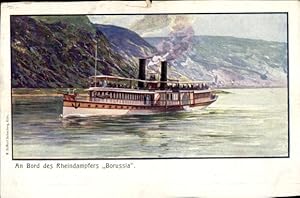 Künstler Ansichtskarte / Postkarte Rheindampfer Borussia, Köln Düsseldorfer Rhein Dampfschifffahrt