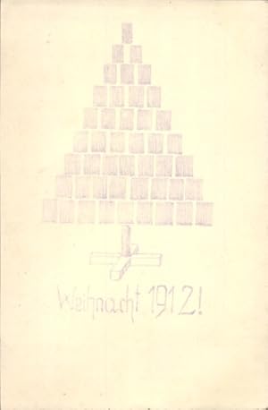 Handgemalt Ansichtskarte / Postkarte Frohe Weihnachten 1912, Tannenbaum