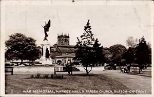 Ansichtskarte / Postkarte Burton upon Trent Staffordshire England, Kriegerdenkmal, Markthalle, Pf...