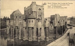 Ansichtskarte / Postkarte Gent Gent Ostflandern, Schloss der Grafen von Flandern, Brücke