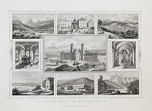 Bild des Verkufers fr Souvenir von Einsiedeln. 9 Ansichten auf 1 Blatt. zum Verkauf von Antiquariat Martin Barbian & Grund GbR