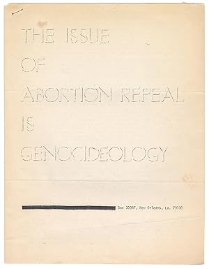 The Issue of Abortion is Genocideology [cover title]