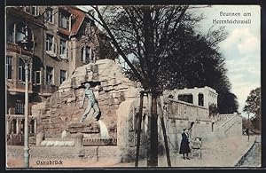 Ansichtskarte Osnabrück, Brunnen am Herrnteichswall