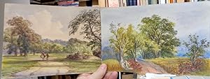 2 Small Watercolour painting English Landscape scenes. c1862