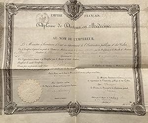 Seller image for Diplme de docteur en mdecine de Charles-Philippe PINEL dat du 19 janvier 1828 for sale by LIBRAIRIE PIMLICO