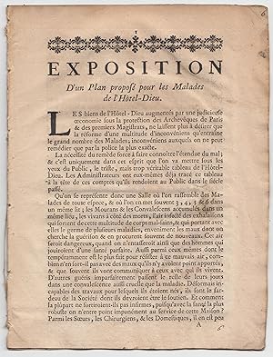 Seller image for Exposition d'un plan propos pour les malades de l'Htel-Dieu. for sale by LIBRAIRIE PIMLICO