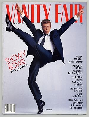 Bild des Verkufers fr Showy Bowie: Hoofing It with Dave [in] Vanity Fair - Volume 49, Number 1, January 1986 zum Verkauf von Between the Covers-Rare Books, Inc. ABAA